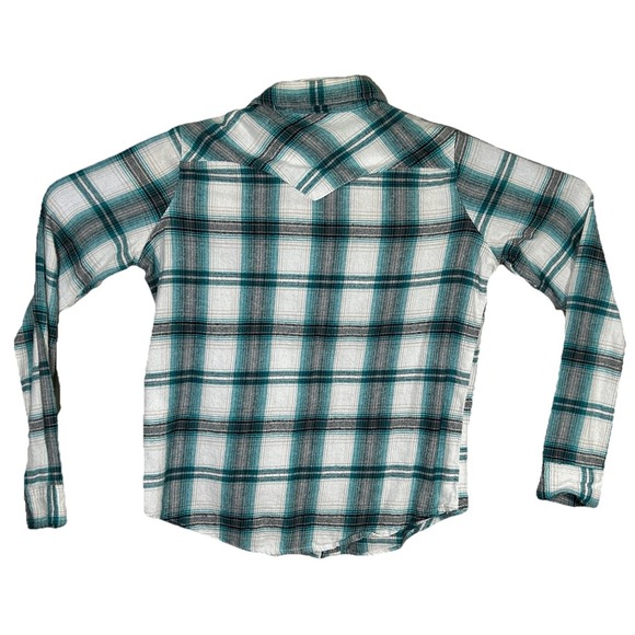 Wrangler Wrancher Shirt Women Size M Western Pearl Snap Plaid Long Sleeve Rodeo - Picture 9 of 11